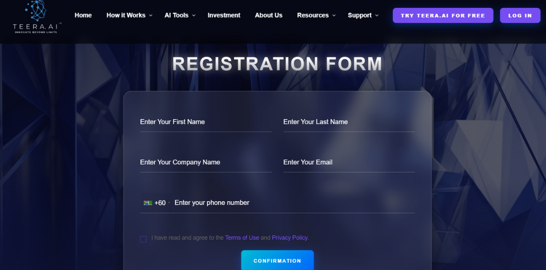 TEERA.AI Registration Form